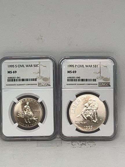 2 1995 Civil War 1 Dollar 1 50c MS69 image