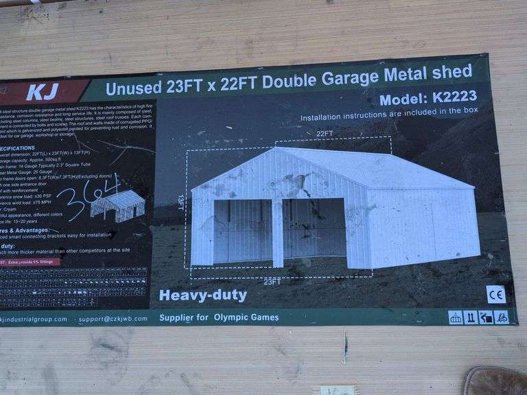 23ft x 22ft Double Garage Metal Shed image