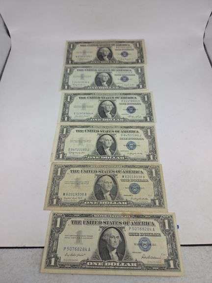 6 Silver Certificate Blue Seal Various Dates image
