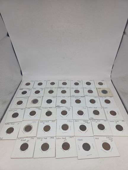 40 Indian Head Pennys With Varies Dates image