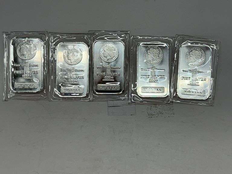 5 - 1 Oz Morgan .999 Fine Silver Bars image