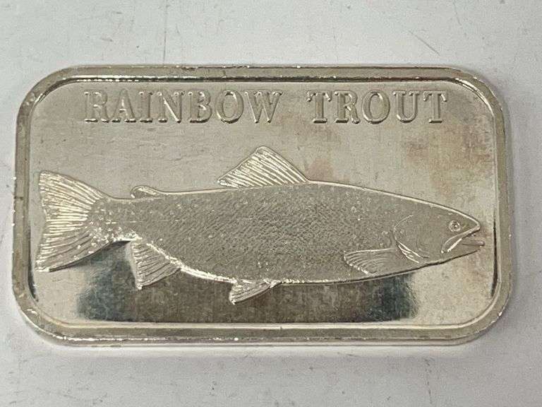 1 Oz .999 Fine Silver Bar Rainbow Trout image