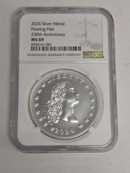 2024 Silver Medal Flowing Hair 230th Anniversary MS 69 image