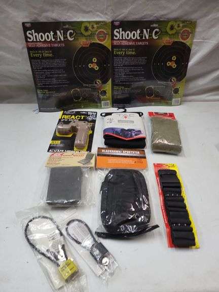 React torch grip, shooting targets, 42" gunsock, 52" gunsock, cartridge pouch & belt, gun locks,  ammo wallets image