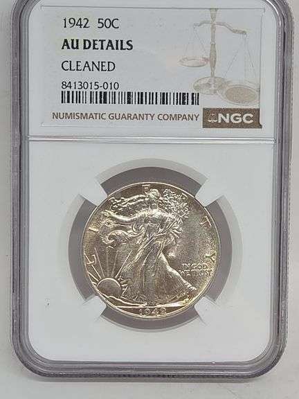 1942 Walking Liberty Silver Half Dollar NGC AU Details (CLEANED) image