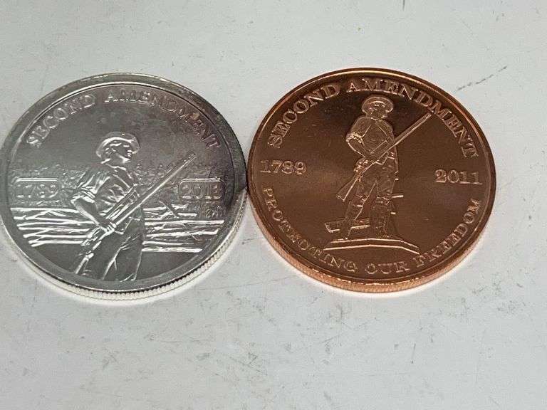 2 Coin Set 1789-2013 2nd Amendment 1 Silver 1 Cooper Rounds image