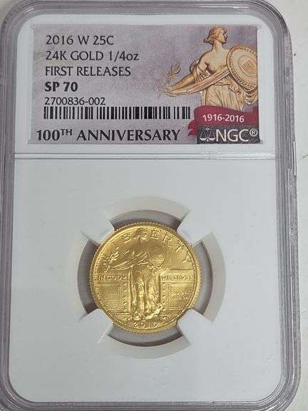 2016 W 1/4 oz Gold Standing Liberty Centennial Coin First Releases NGC SP 70 image