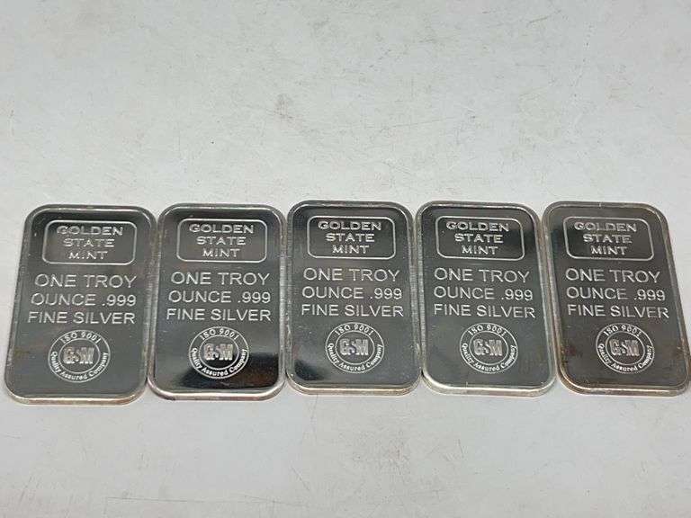 5 - 1 Troy Oz Golden State Mint .999 Fine Silver Bars image