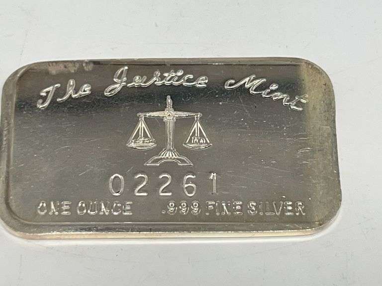 1 Oz .999 Fine Silver Bar Justice Mint image