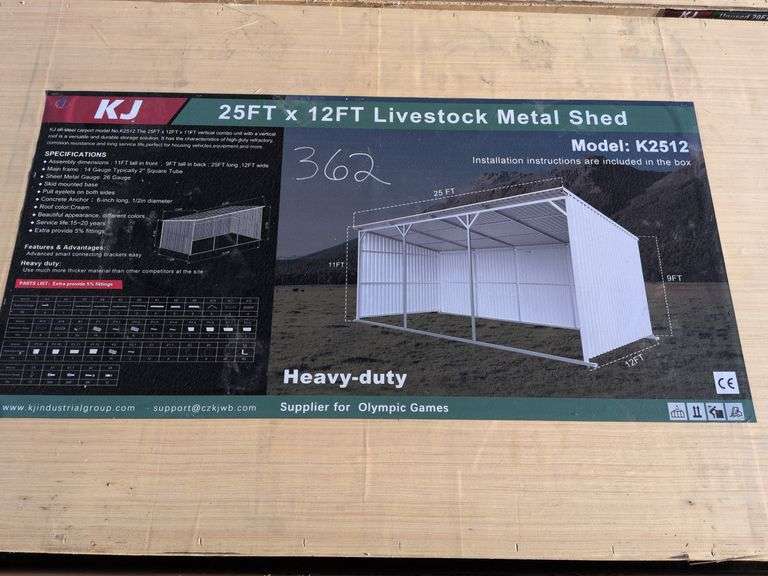 25ft x 12 ft Livestock Metal Shed image