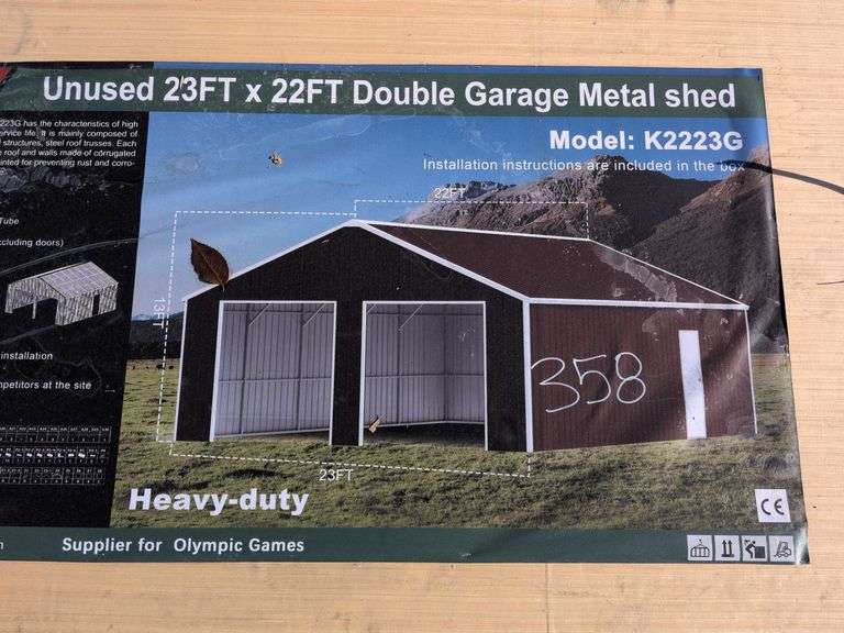 23ft x 22 ft Double Garage Metal Shed image