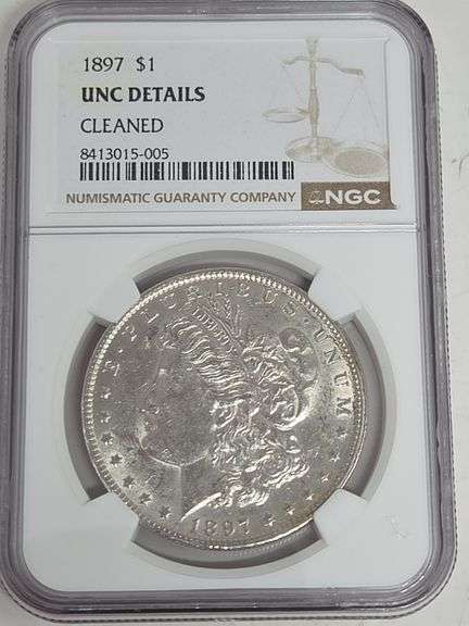 1897 Morgan Silver Dollar NGC UNC Details (CLEANED) image