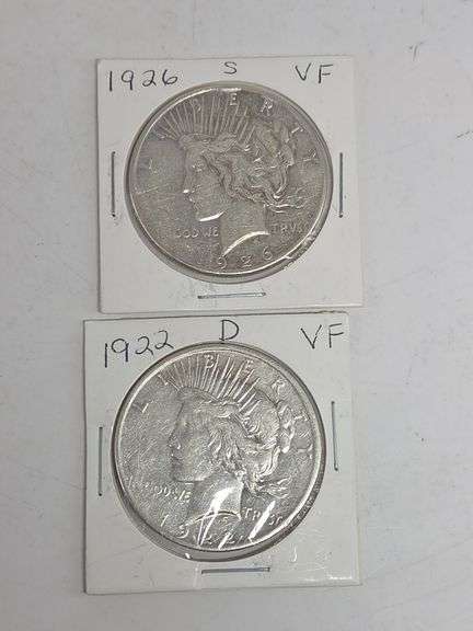 1922 & 1926 Peace Dollars VF image