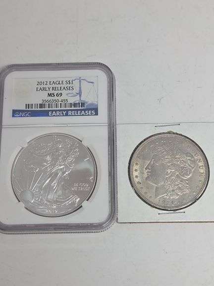2012 Silver Eagle MS69 & 1921 Morgan image