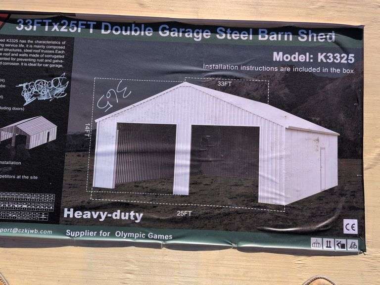 33ft x 25ft Double Garage Steel Barn image