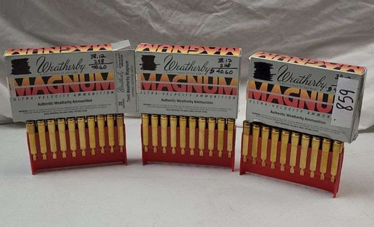 Three Boxes of 7mm Weatherby Magnum brass Ammunition image
