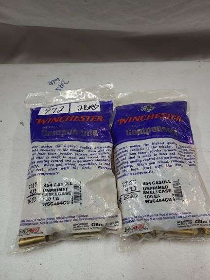 Winchester 454 Casull unprimed shellcase 100 each bag
WSC454CU image