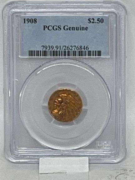 1908 $2.50 Indian Head PSGS Genuine image