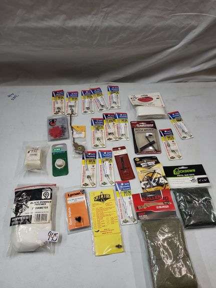 Muzzle loading accessories lot gunsocks, gun wrench, powder patches, see photos image