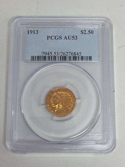 1913 $2 1/2 Indian Head Quarter Eagle PCGS AU53 image