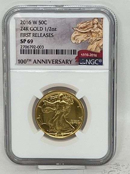2016 W Liberty 50c piece 24k Gold 1/2oz image
