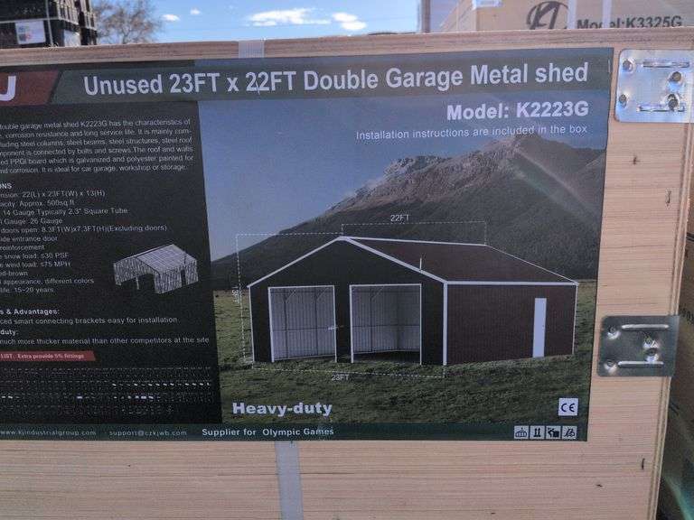 23ft x 22ft Double Garage Metal Shed image