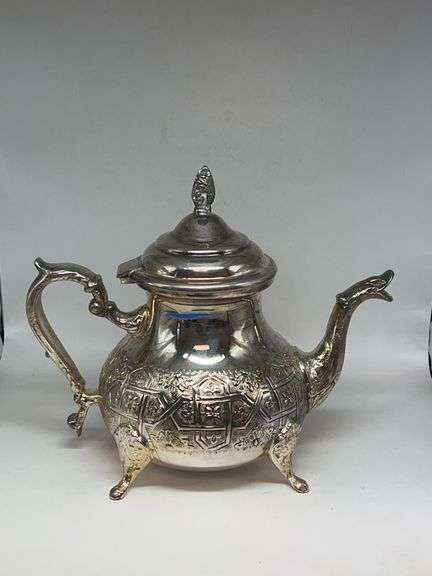 Vintage Inox Moroccan Teapot Silver Plated image