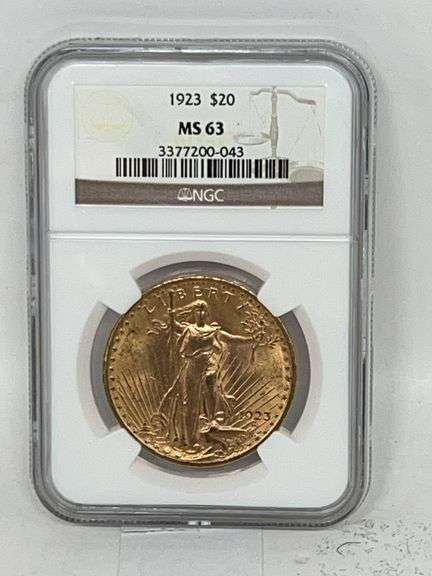 1923 St. Gauden $20 Gold Coin MS 63 image