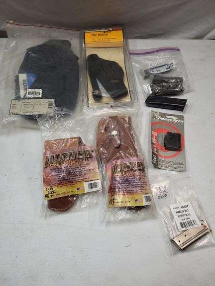 Hunter leather belt holsters.
Fanny pack holster, hip holster, 
Gun magazines image
