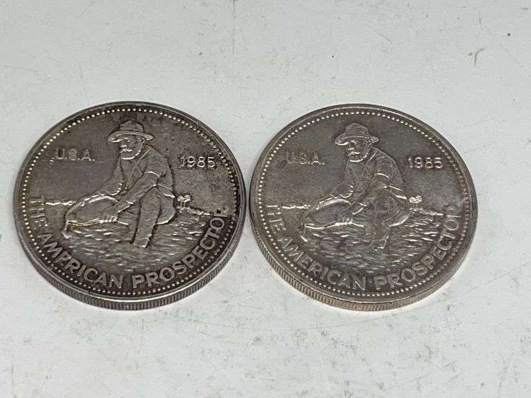 2 1985 Engelhard American Prospector 1 Oz Silver Rounds image