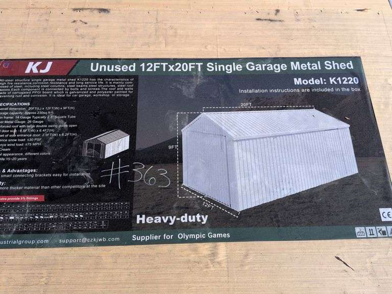 12ft x 20ft Single Garage Metal Shed image