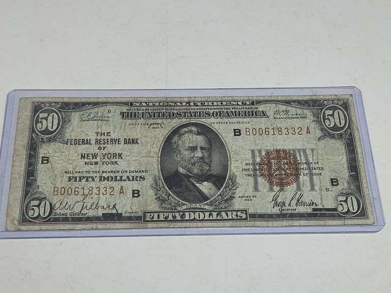 1929 $50 Federal Reserve Note Issued by the Federal Reserve Bank of New York image