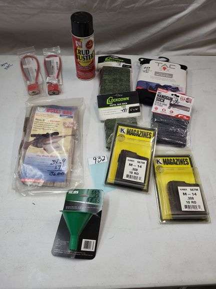 .308 10 round magazines, gun locks, gun socks, bulls bag, funnel, crud buster image