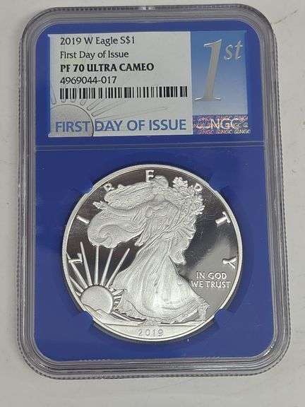 2019 W Silver Eagle PF 70 Ultra Cameo First Day of Issue image