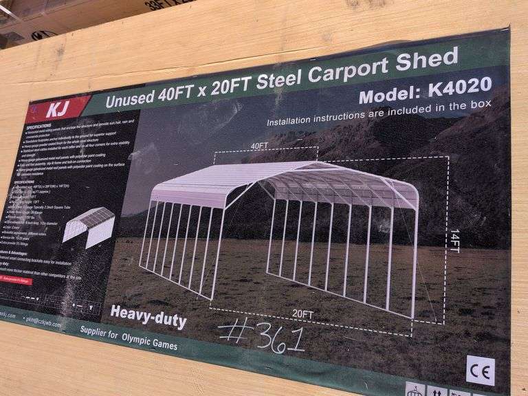 40ft x 12ft Steel Carport Shed image
