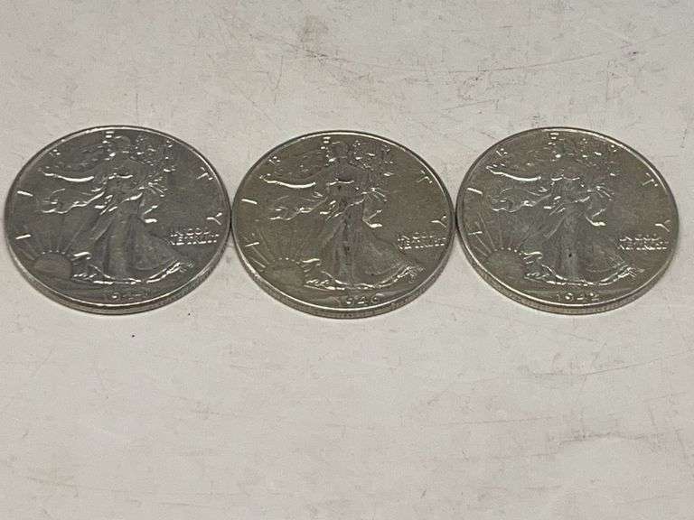 3 -1942,1944 & 1946 Walking Liberty B/U Coins image