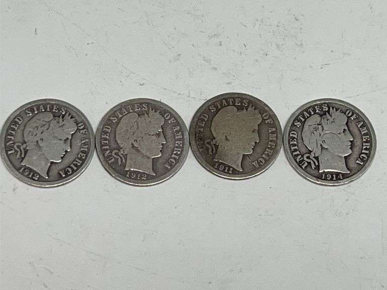 Silver  Barber Dimes 1911 D 1912 1912 D 1914 D image