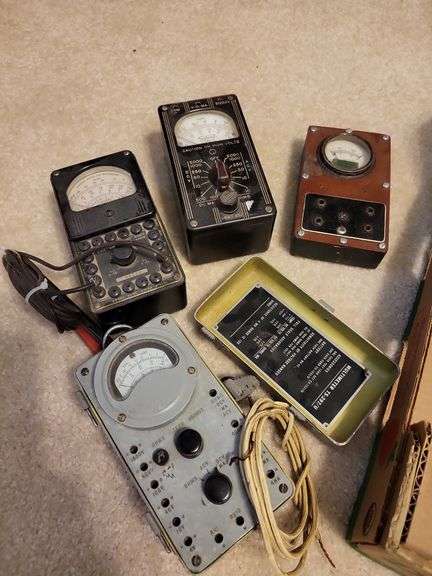 arvin transistor radio, vintage multi- meter lot,