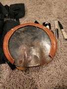 Brass knuckle knife,
Metal/ leather shield, throwing knives, pack