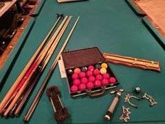 Vintage snooker table w/ cover and accessories