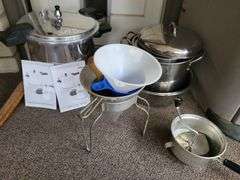 Mirro pressure cooker, stock pots, strainer, funnels