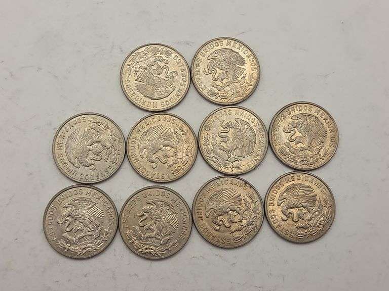 Ten 1964 Mexican 50 Centavos