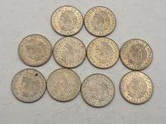 Ten 1964 Mexican 50 Centavos