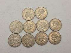 Ten 1964 Mexican 50 Centavos