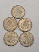 Five 1964 Mexican 50 Centavos