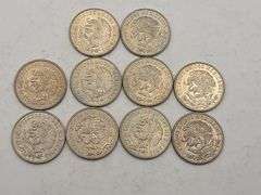 Ten 1964 Mexican 50 Centavos