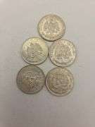 Five 1944 50 Centavos
