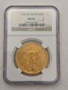 1908 No Motto St. Gaudens NGC MS 64 $20 Gold Coin