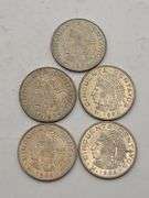 Five 1964 Mexican 50 Centavos