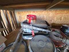Shelf w/ Painting supplies, Paint Sprayers Etc